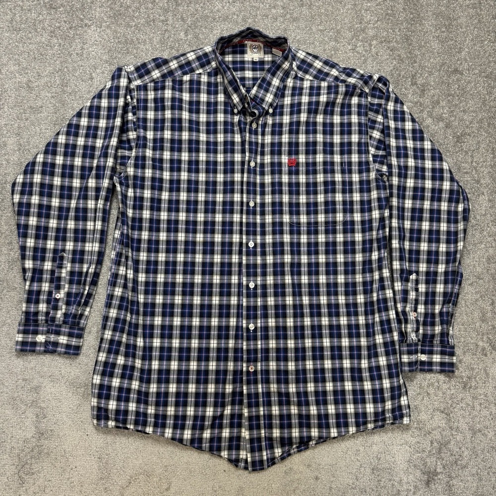 Cinch Plaid Button Down Long Sleeve Western Cowboy Men's Shirt Size XL